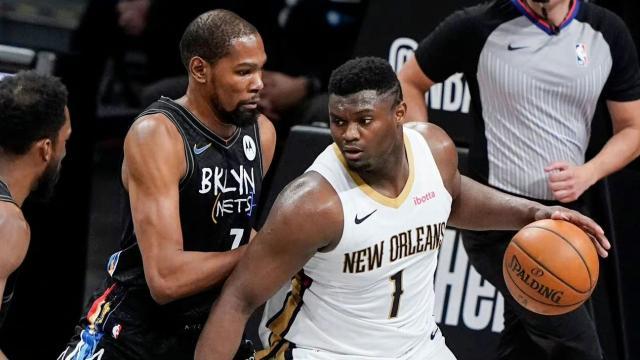 V体育网页版-篮网备战鹈鹕不敢轻敌 KD：锡安是独一无二的球员